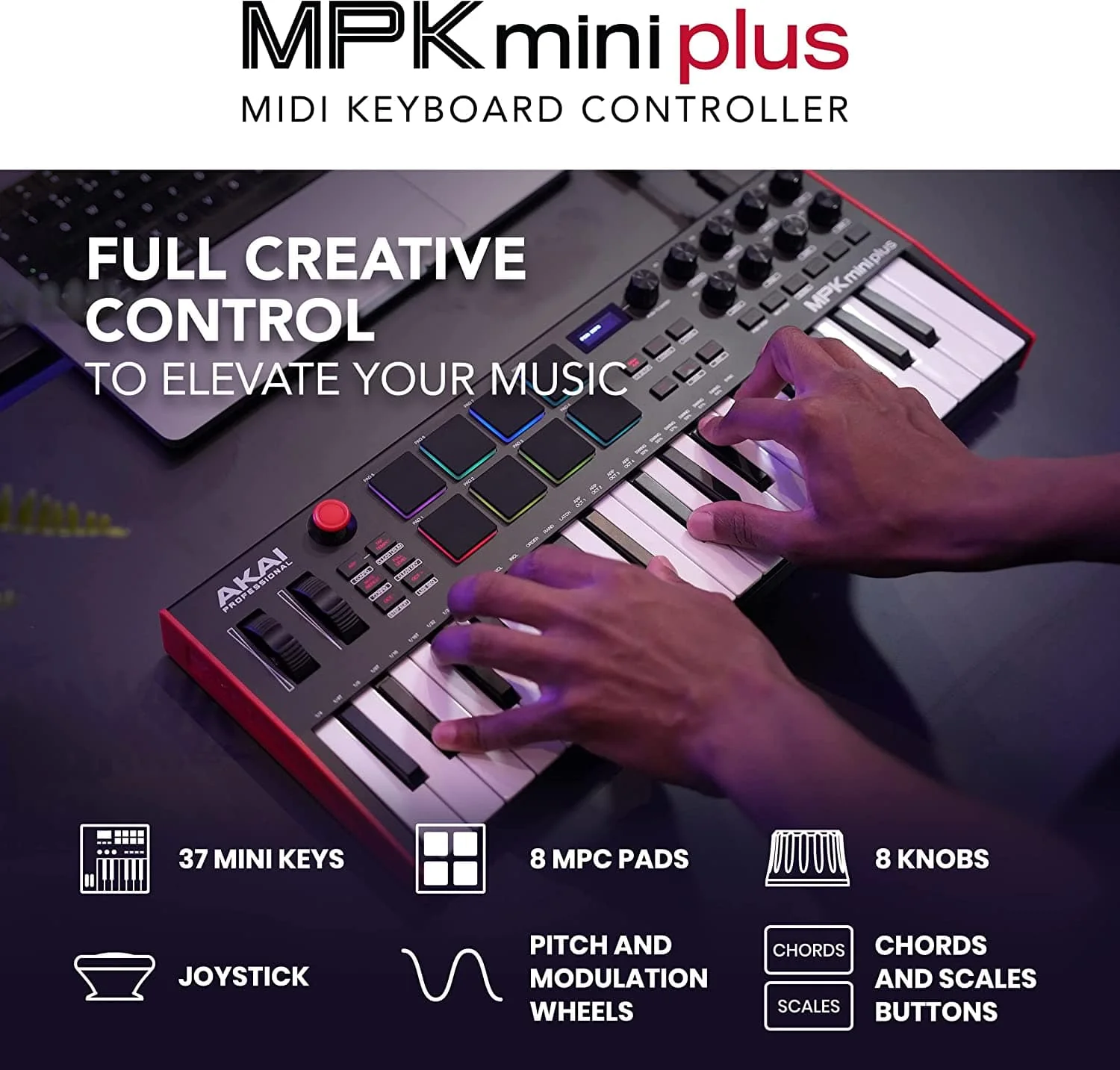 Akai MPK Mini Plus 37-Key Compact Midi Keyboard Controller with MPC Beats Software Pack - Image 9