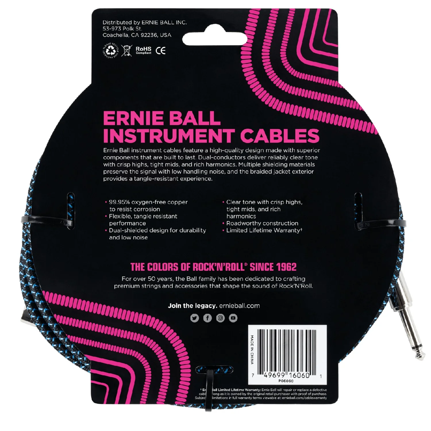 Ernie Ball 25 Ft Braided Straight-Angle Instrument Cable - Image 12