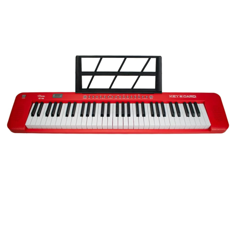 Henrix KB-601 Portable 61 Full Size Keys Keyboard with Adapter and Microphone - Red - Open Box - Image 3