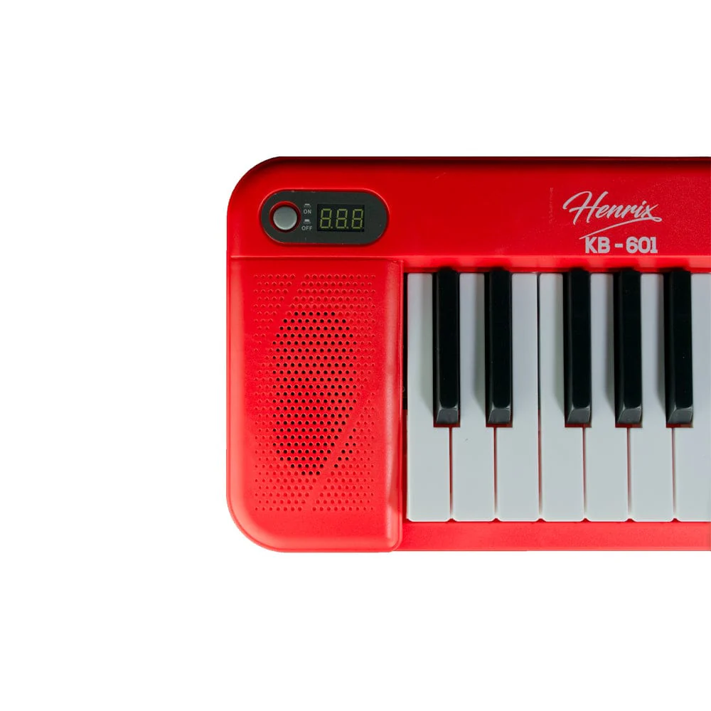 Henrix KB-601 Portable 61 Full Size Keys Keyboard with Adapter and Microphone - Red - Open Box - Image 5