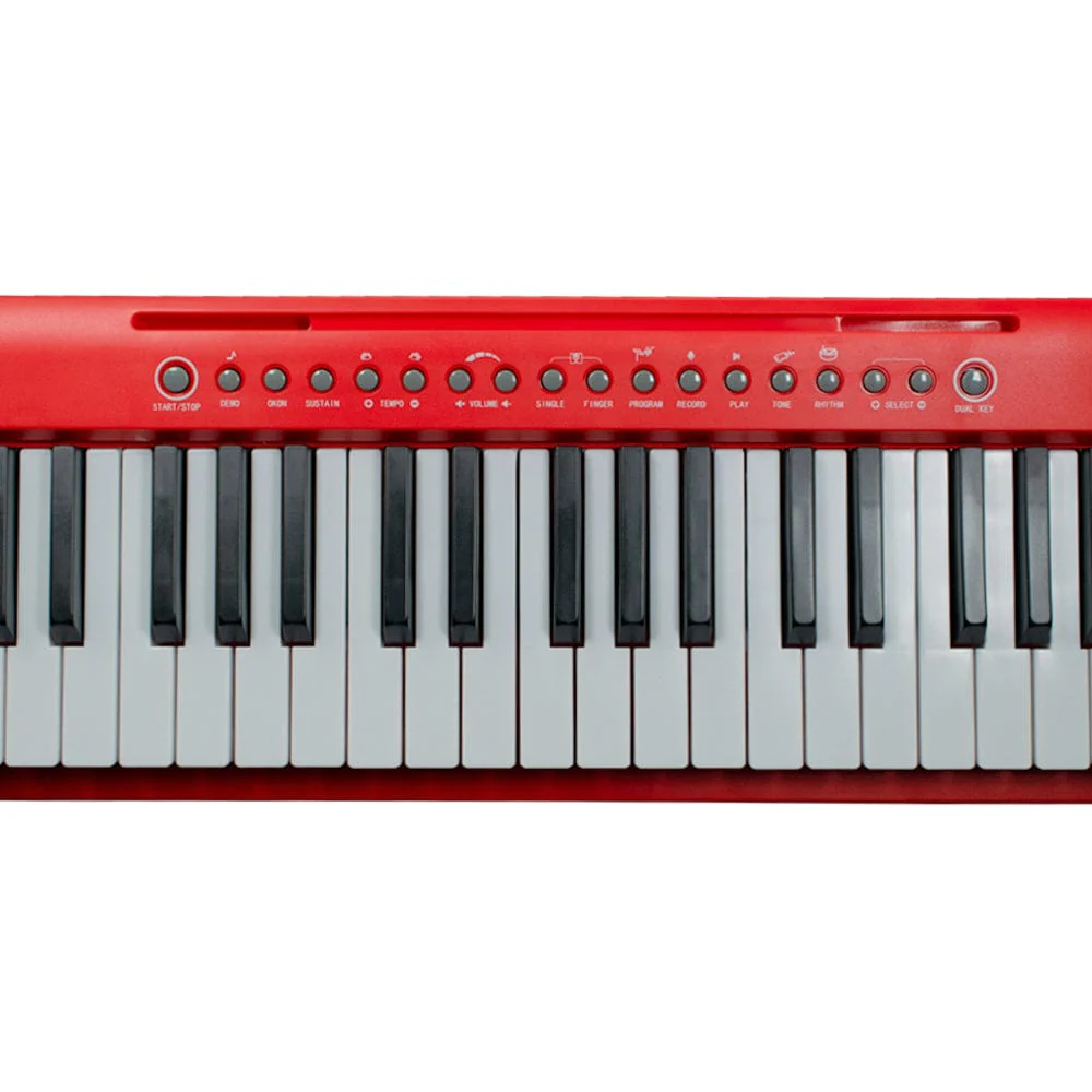 Henrix KB-601 Portable 61 Full Size Keys Keyboard with Adapter and Microphone - Red - Open Box - Image 6