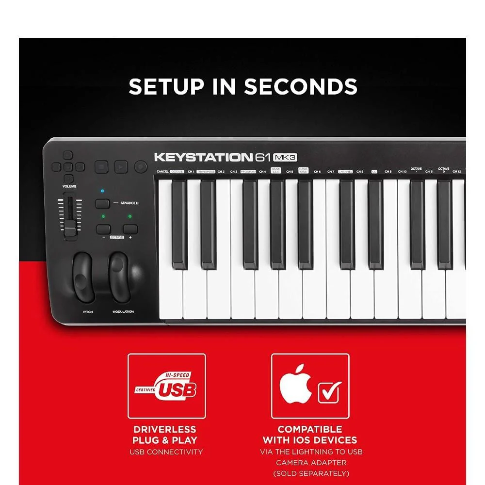 M-Audio Keystation MK3 61-Key Midi Keyboard Controller - Image 4