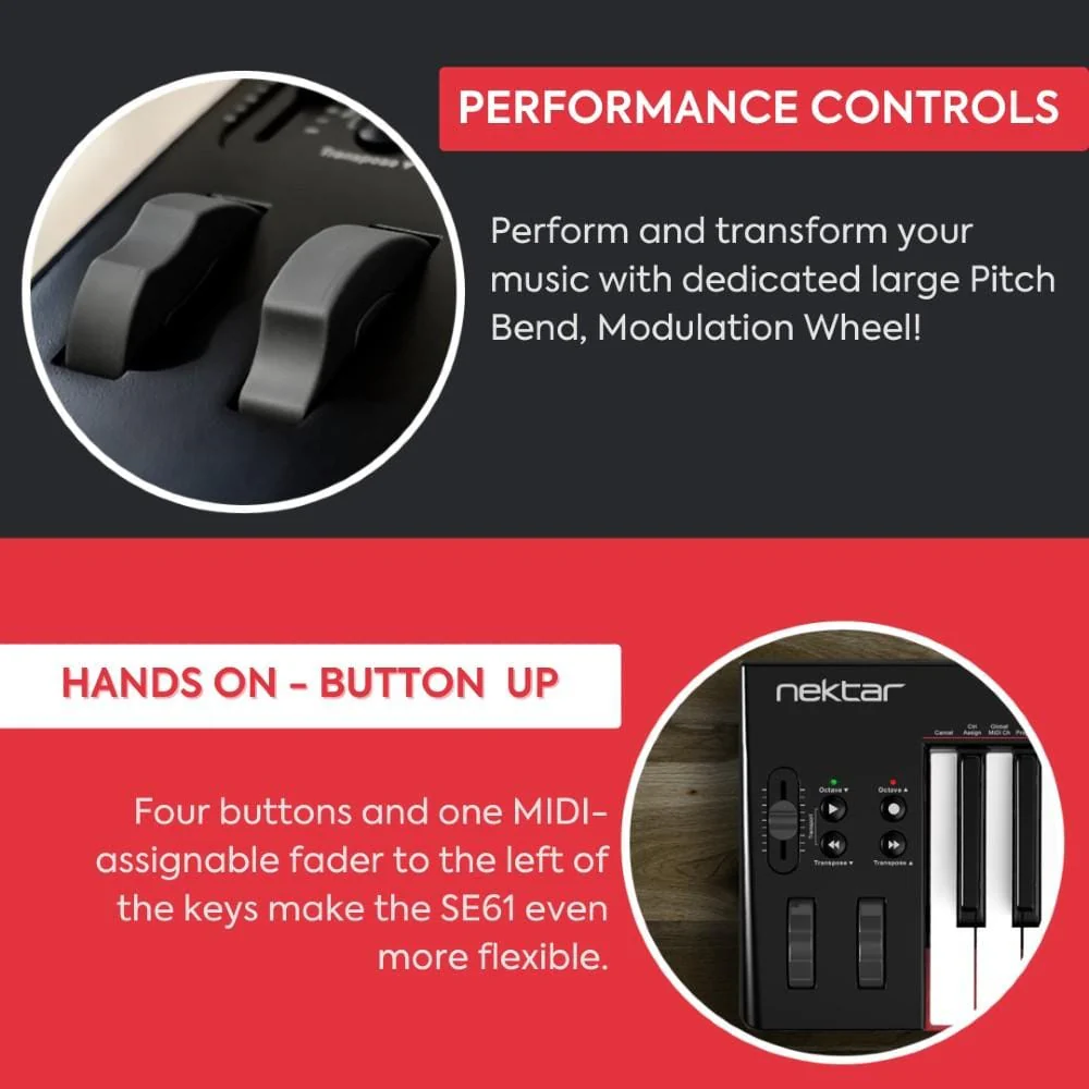 Nektar SE61 61-Key USB MIDI Controller Keyboard - Image 6