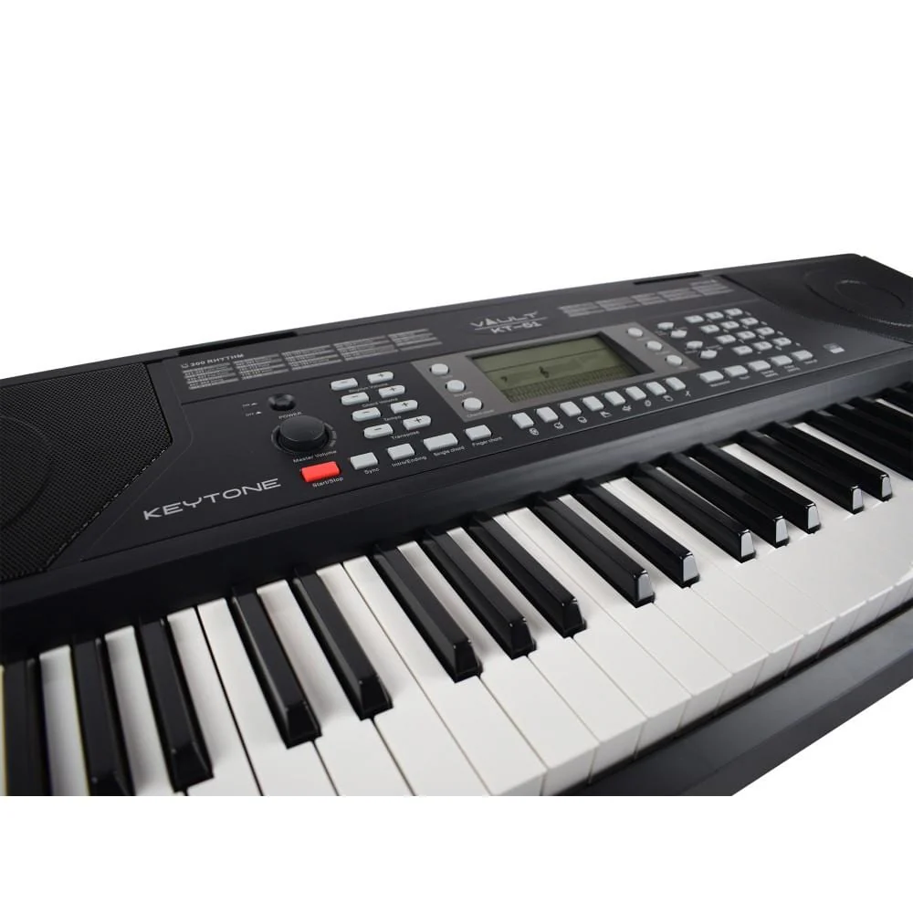 Vault KT-61 Keytone Touch Sensitive 61-Key Keyboard - Black with Vault Buds Duo Dual Driver Earphones - Image 6