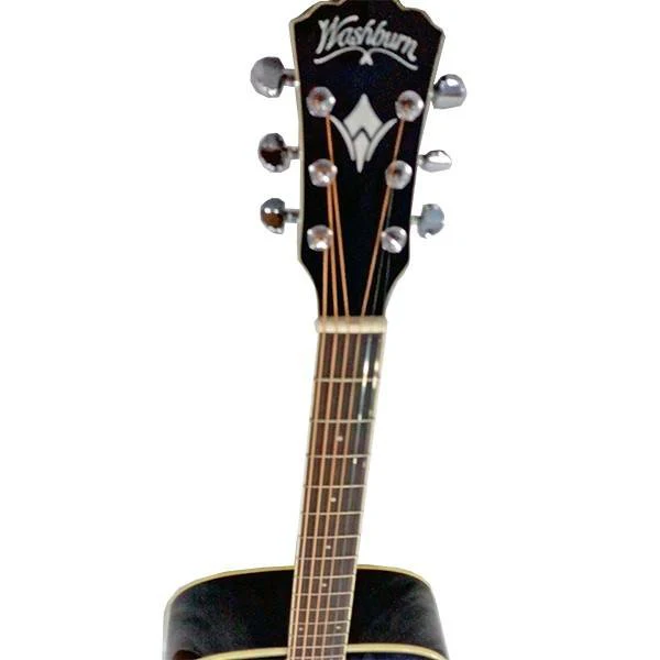 Washburn WD10B 6-String Acoustic Guitar - Black - Image 5